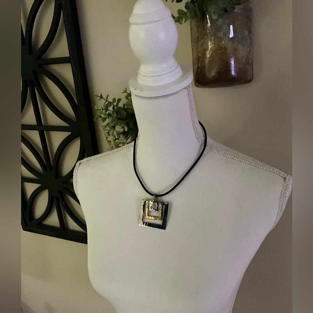 RLM Robert Lee Miller Triple Square sterling and brass Pendant